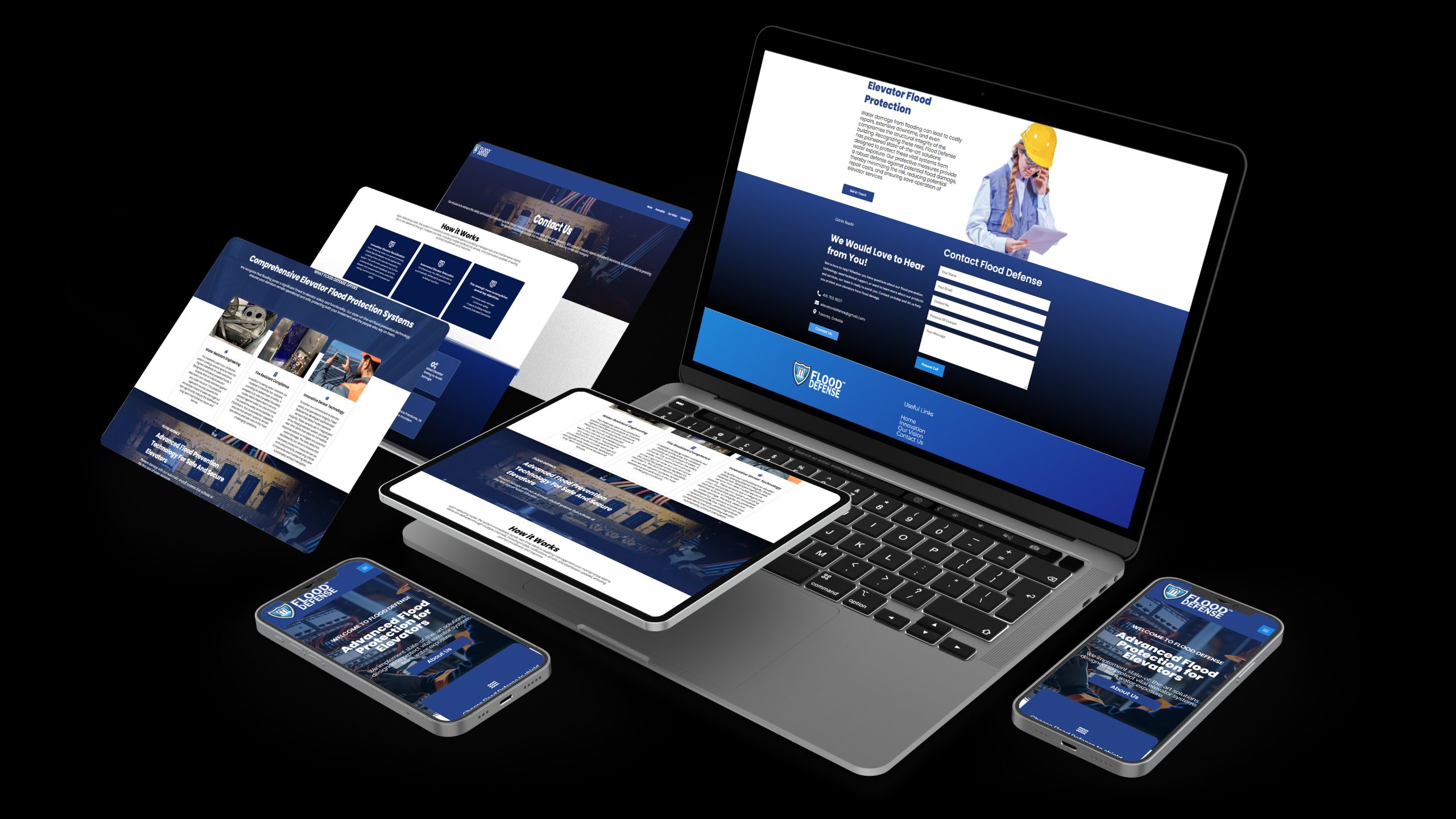 Website Builder Devices With UI Screens PSD Mockup Scene scaled